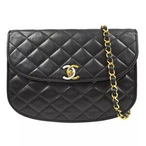 Chanel Black Lambskin Paris Shoulder Bag